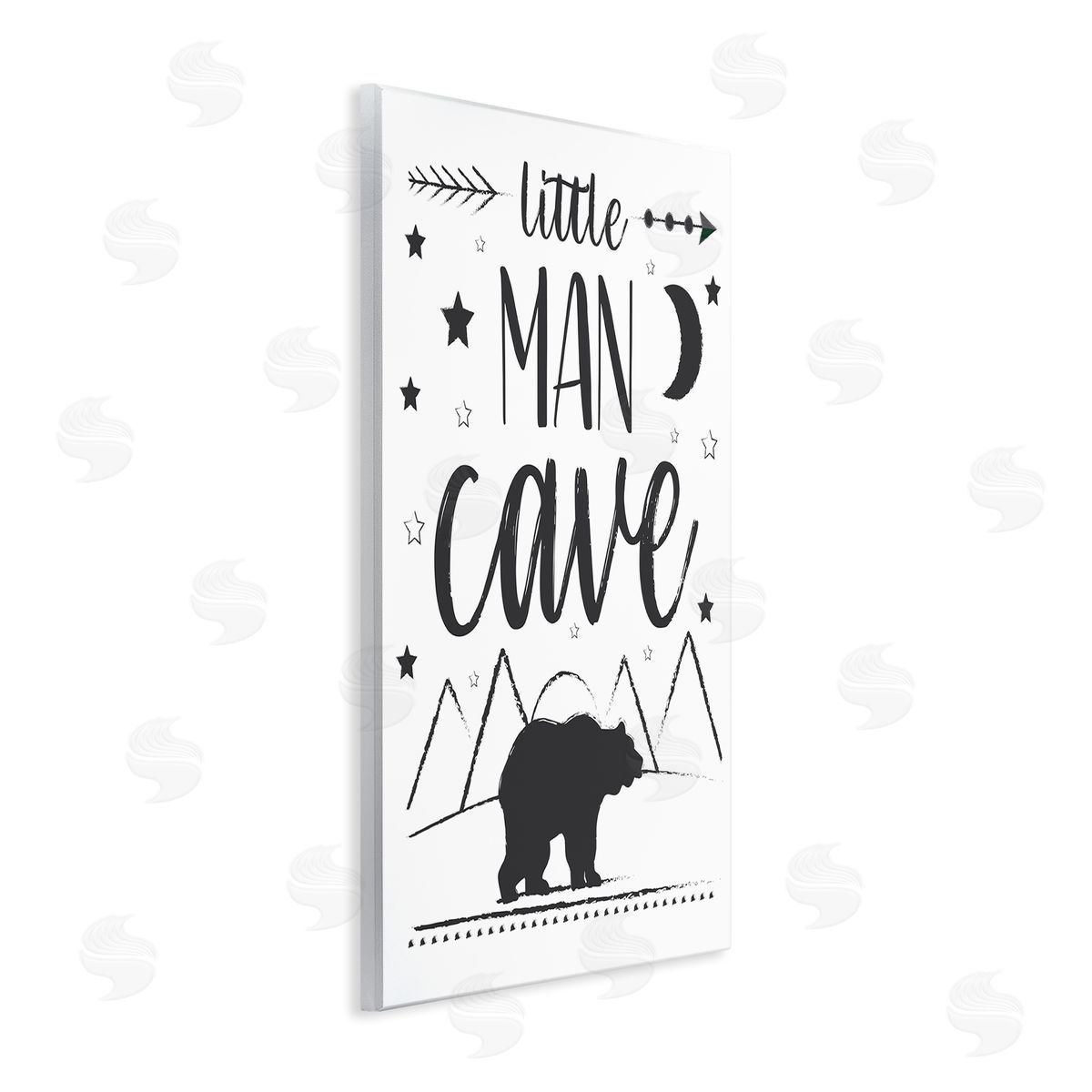AE Design Little Man Cave Phrase Black Bear Starry Night Wall Plaque Art