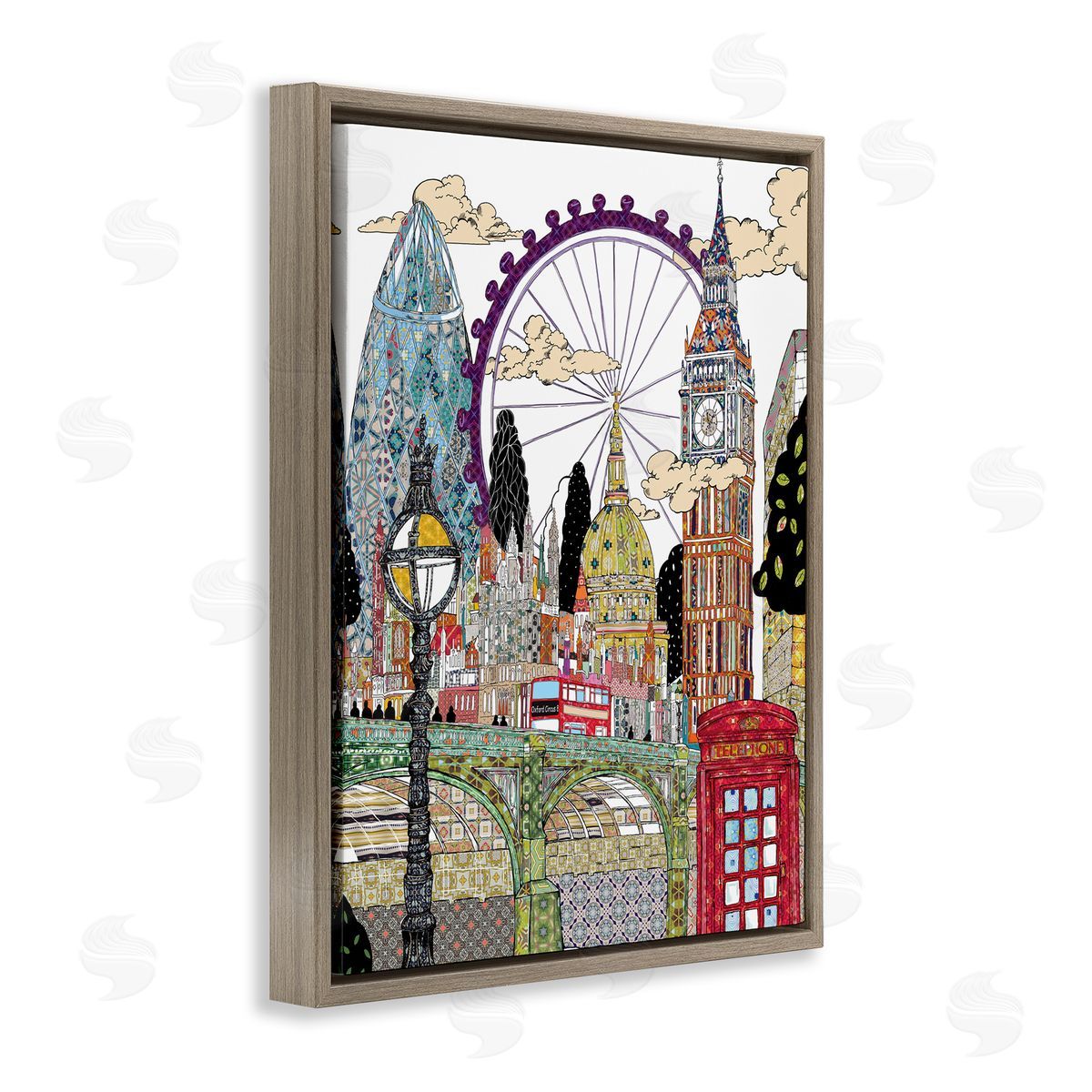 Sangita Bachelet London England Landmarks Intricate Arabesque Patterns Brown Floater Frame Canvas Art