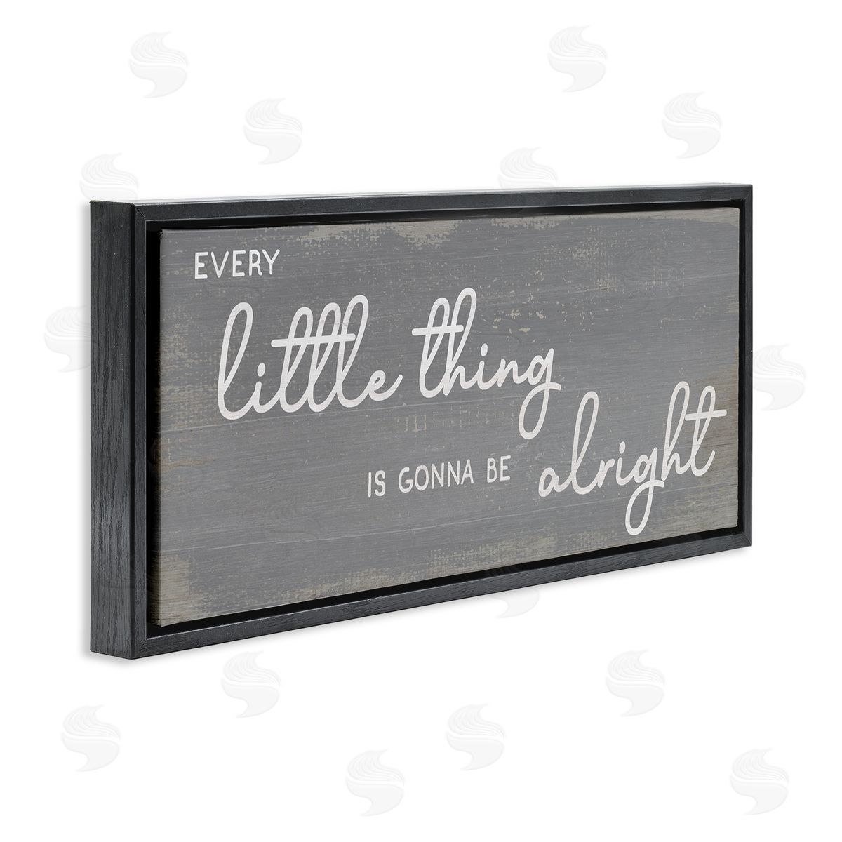 Stupell Studio Charming Every Little Thing Phrase Distressed Grey Black Floater Frame Canvas Art