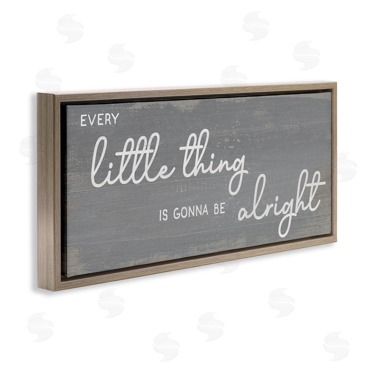 Stupell Studio Charming Every Little Thing Phrase Distressed Grey Brown Floater Frame Canvas Art