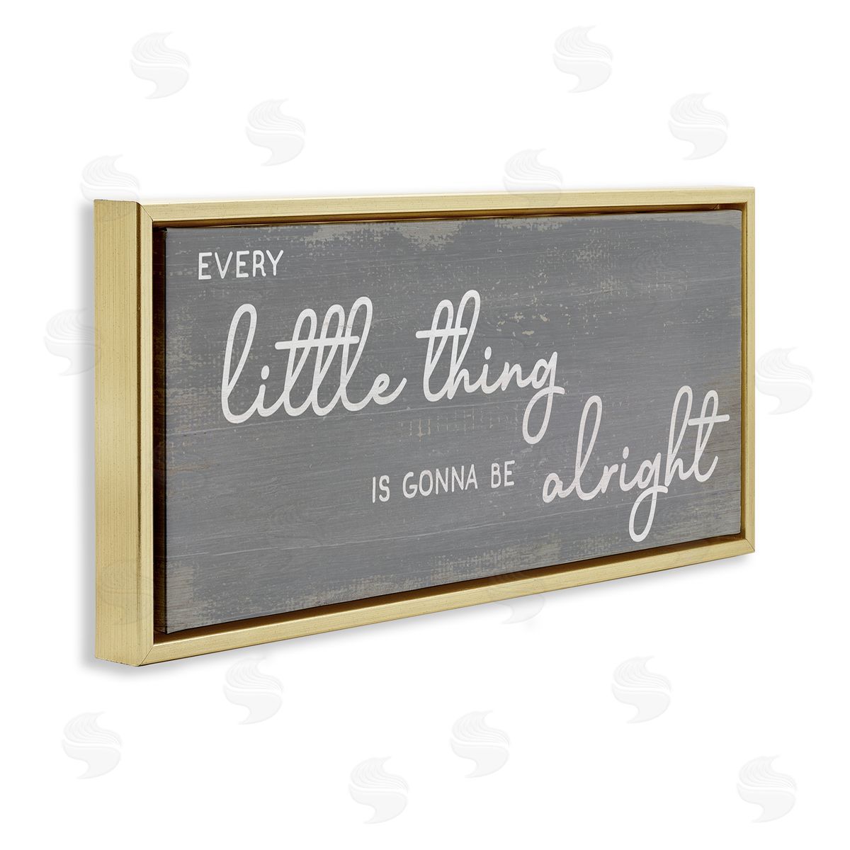 Stupell Studio Charming Every Little Thing Phrase Distressed Grey Gold Floater Frame Canvas Art
