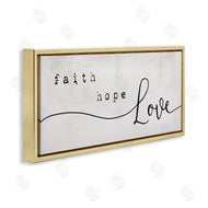 Stupell Studio | Faith Hope Love Phrase Charming Cursive Script