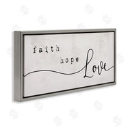 Stupell Studio | Faith Hope Love Phrase Charming Cursive Script