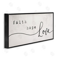 Stupell Studio | Faith Hope Love Phrase Charming Cursive Script