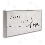 Stupell Studio | Faith Hope Love Phrase Charming Cursive Script