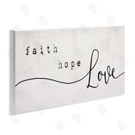 Stupell Studio | Faith Hope Love Phrase Charming Cursive Script