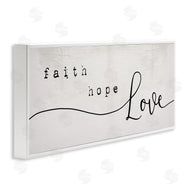 Stupell Studio | Faith Hope Love Phrase Charming Cursive Script