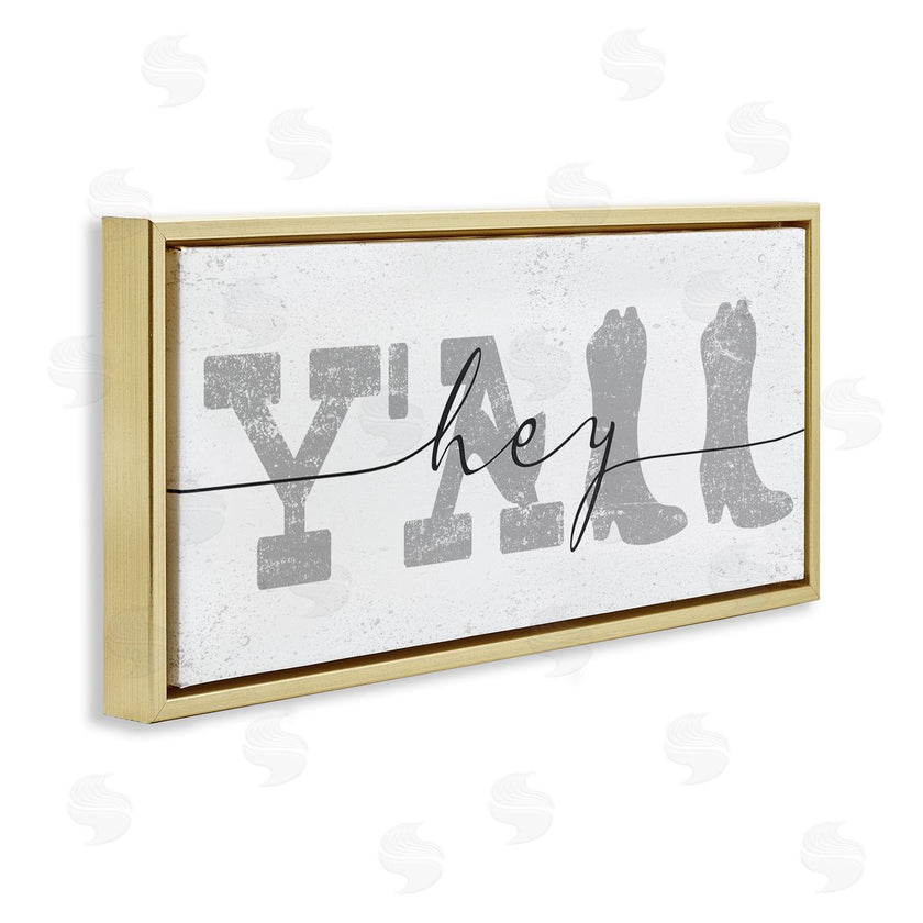 Stupell Studio | Distressed Western Hey Y'all Cowboy Boots Phrase