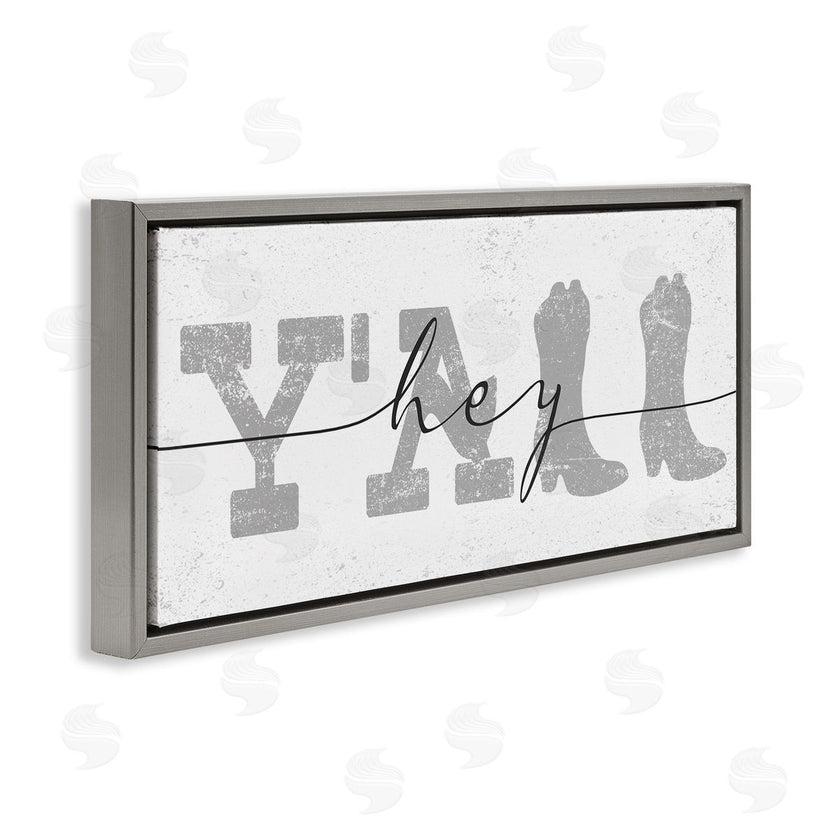 Stupell Studio | Distressed Western Hey Y'all Cowboy Boots Phrase