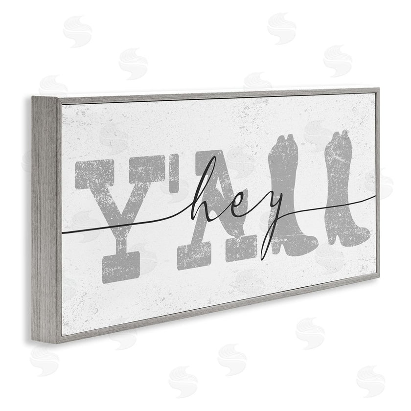 Stupell Studio | Distressed Western Hey Y'all Cowboy Boots Phrase