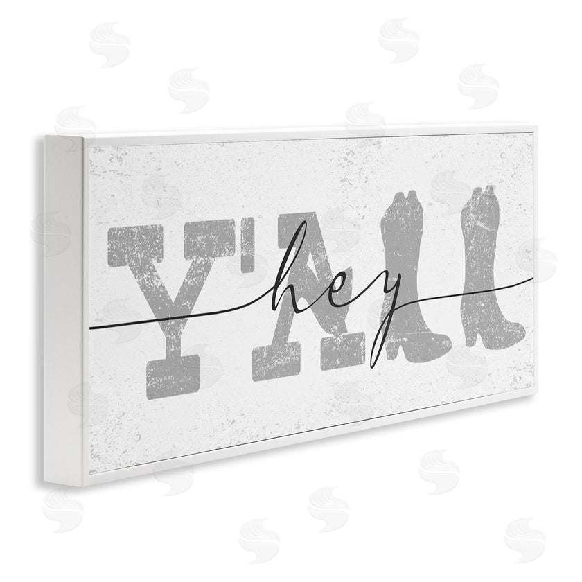 Stupell Studio | Distressed Western Hey Y'all Cowboy Boots Phrase