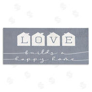 Stupell Studio | Love Builds a Happy Home Phrase Blue Neighborhood