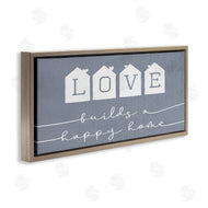 Stupell Studio | Love Builds a Happy Home Phrase Blue Neighborhood