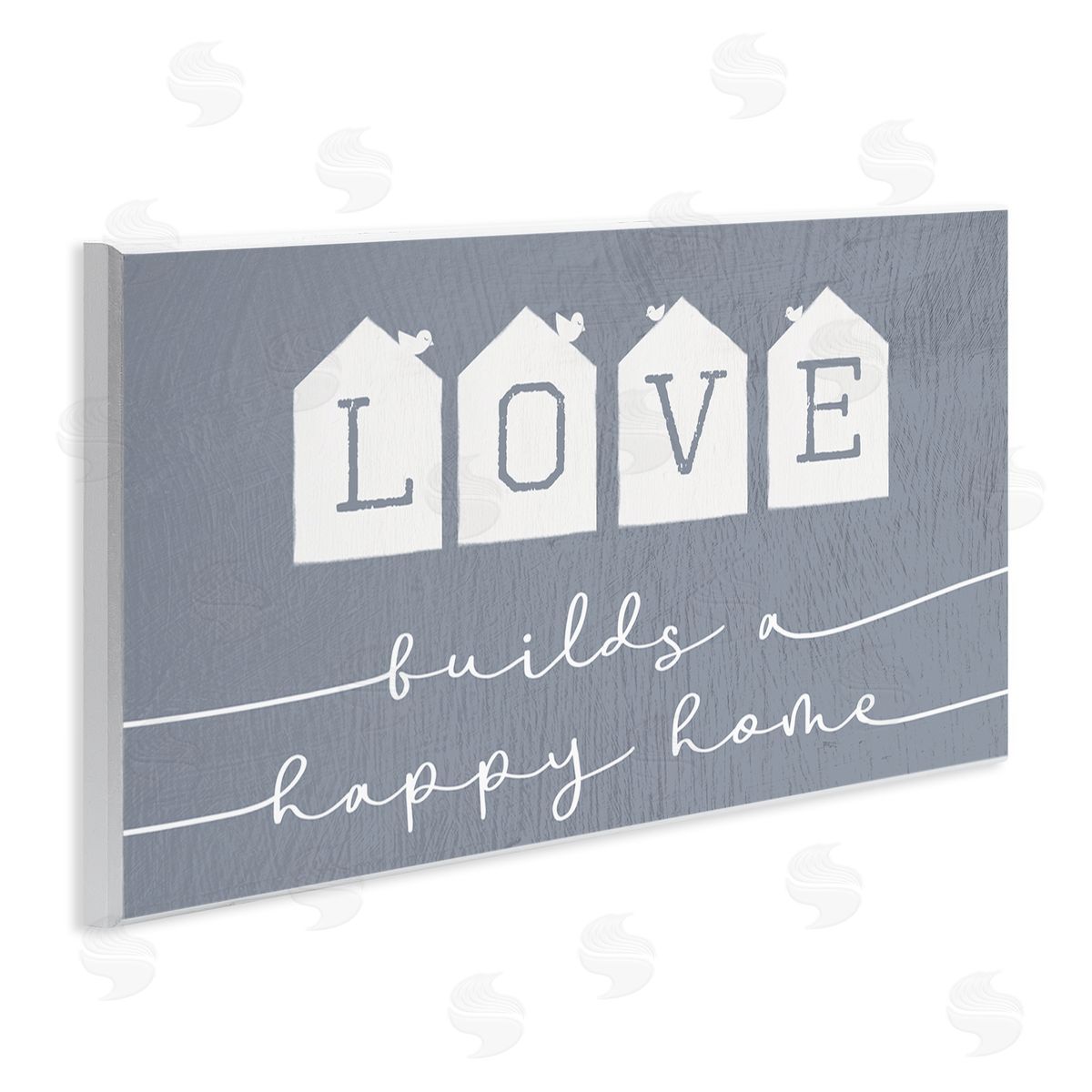 Stupell Studio Love Builds a Happy Home Phrase Blue Neighborhood Wall Plaque Art