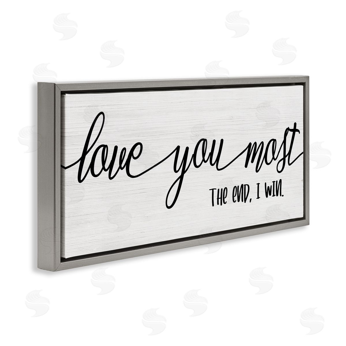 Stupell Studio Love You Most I Win Romantic Phrase Black White Gray Floater Frame Canvas Art