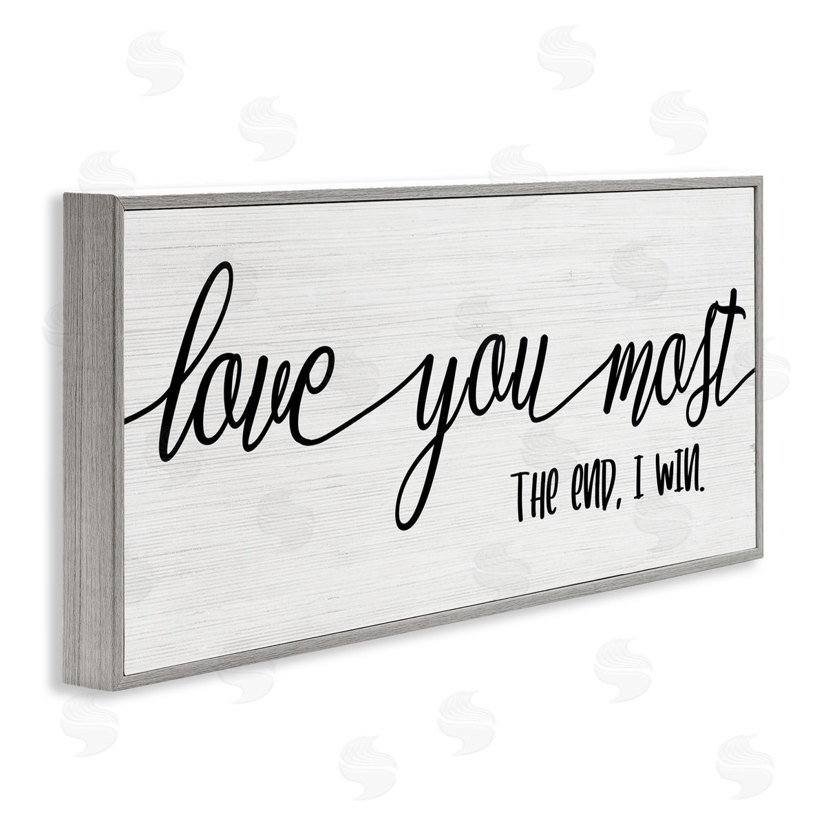 Stupell Studio Love You Most I Win Romantic Phrase Black White Gray Framed Giclee Wall Art