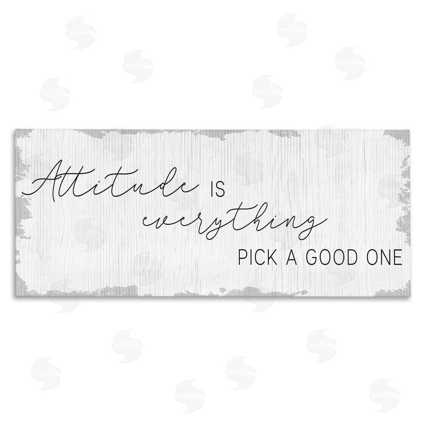 Stupell Studio | Attitude Is Everything Distressed Plank Look Black White