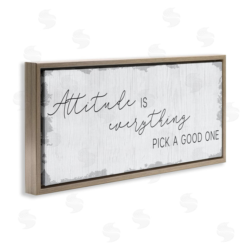 Stupell Studio | Attitude Is Everything Distressed Plank Look Black White