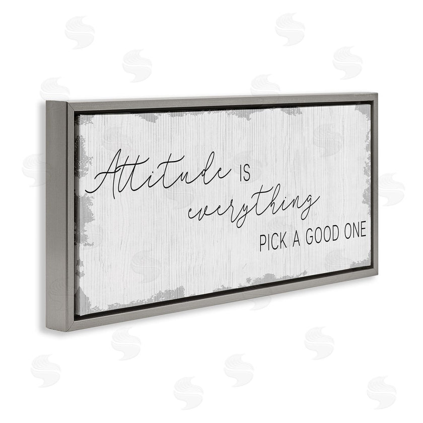 Stupell Studio | Attitude Is Everything Distressed Plank Look Black White