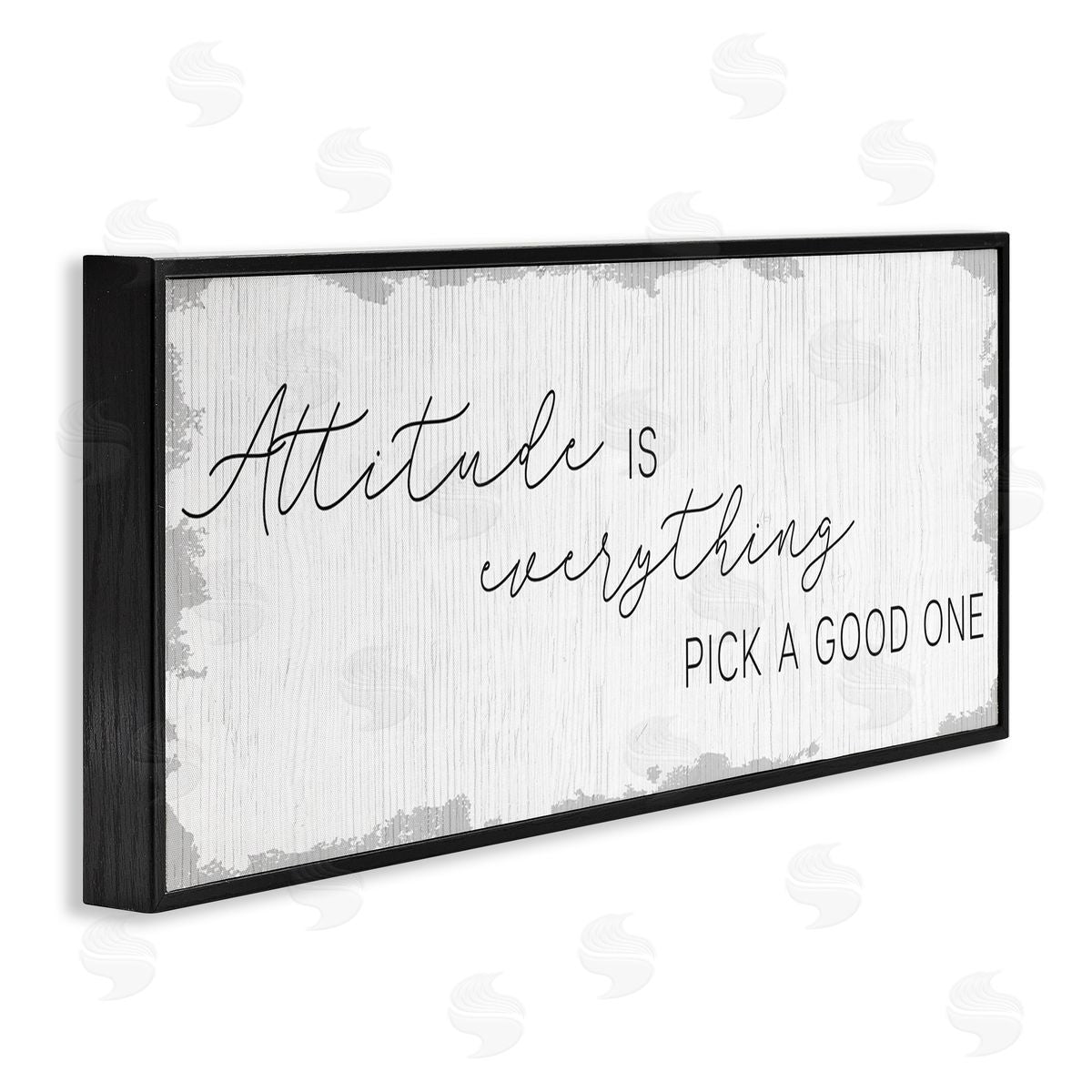 Stupell Studio Attitude Is Everything Distressed Plank Look Black White Black Framed Giclee Wall Art
