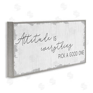 Stupell Studio | Attitude Is Everything Distressed Plank Look Black White