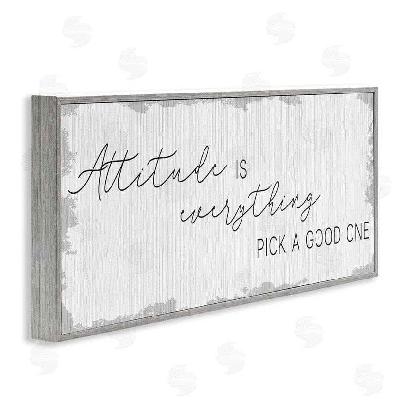 Stupell Studio | Attitude Is Everything Distressed Plank Look Black White