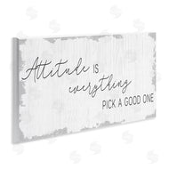 Stupell Studio | Attitude Is Everything Distressed Plank Look Black White