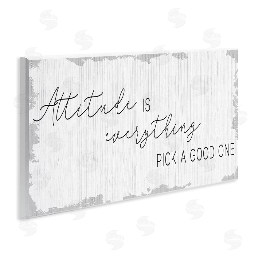 Stupell Studio | Attitude Is Everything Distressed Plank Look Black White