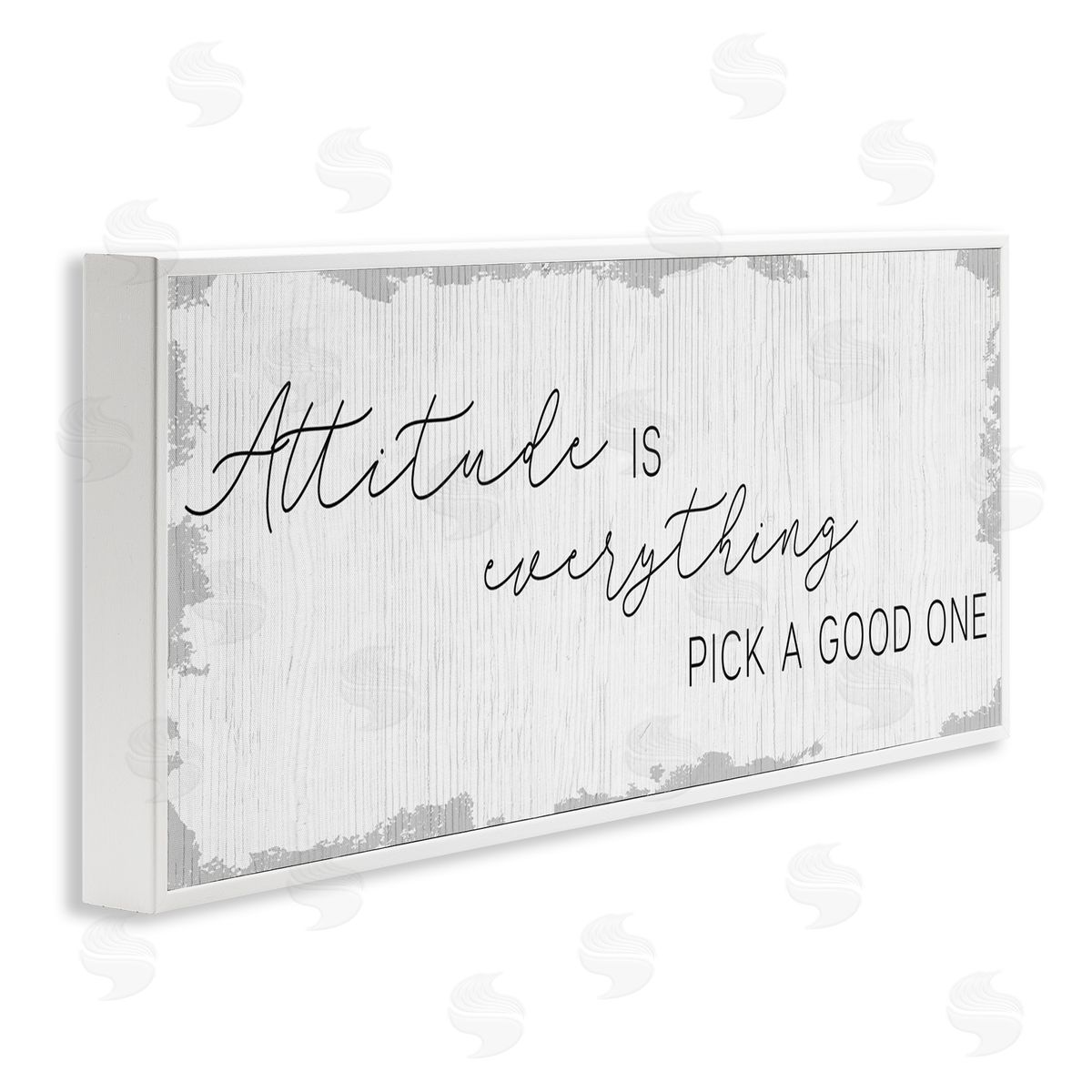 Stupell Studio Attitude Is Everything Distressed Plank Look Black White White Framed Giclee Wall Art