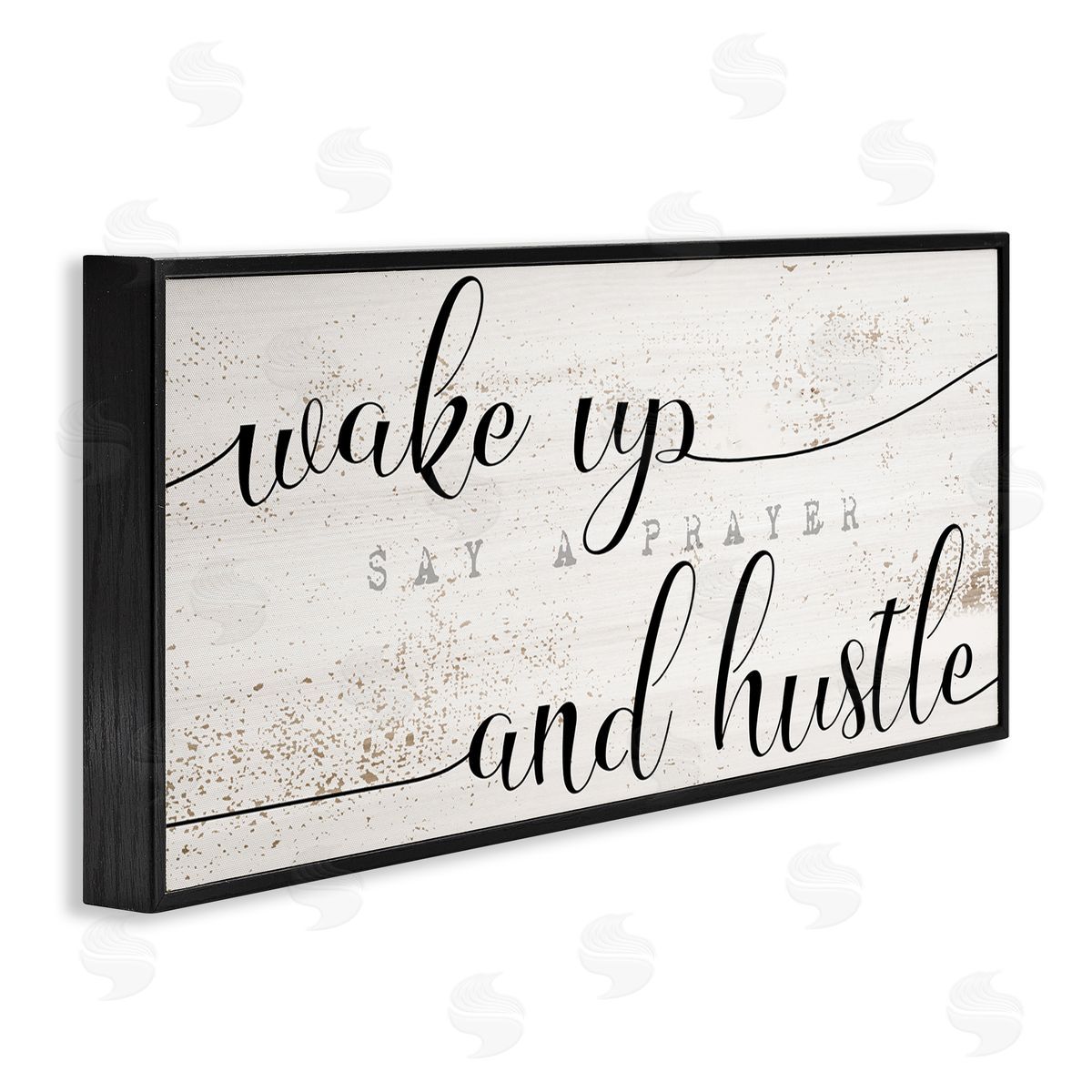 Stupell Studio Wake Up Say Prayer Hustle Phrase Distressed Paint Black Framed Giclee Wall Art