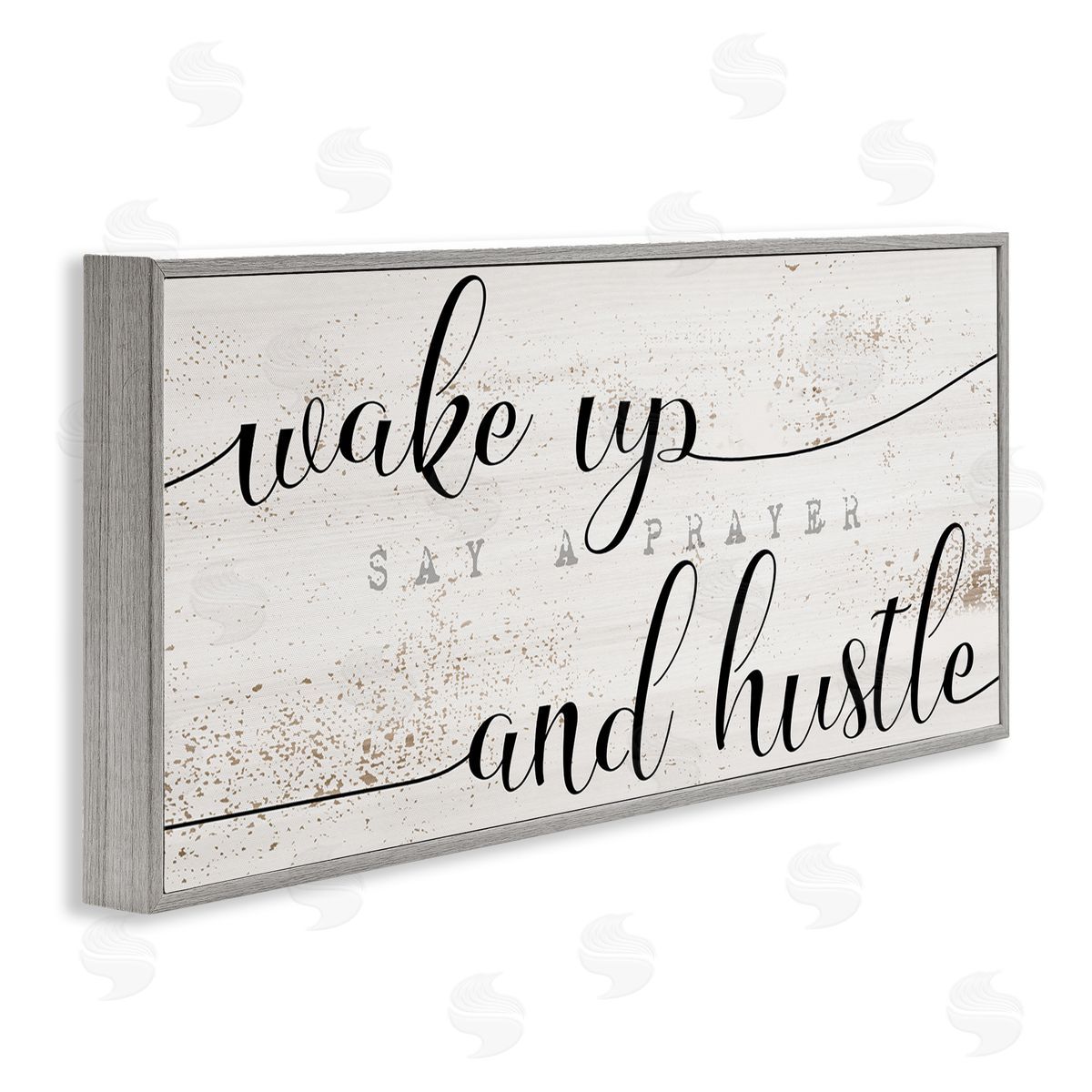 Stupell Studio Wake Up Say Prayer Hustle Phrase Distressed Paint Gray Framed Giclee Wall Art