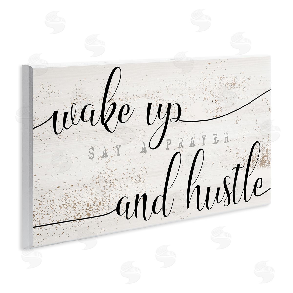 Stupell Studio Wake Up Say Prayer Hustle Phrase Distressed Paint Wall Plaque Art