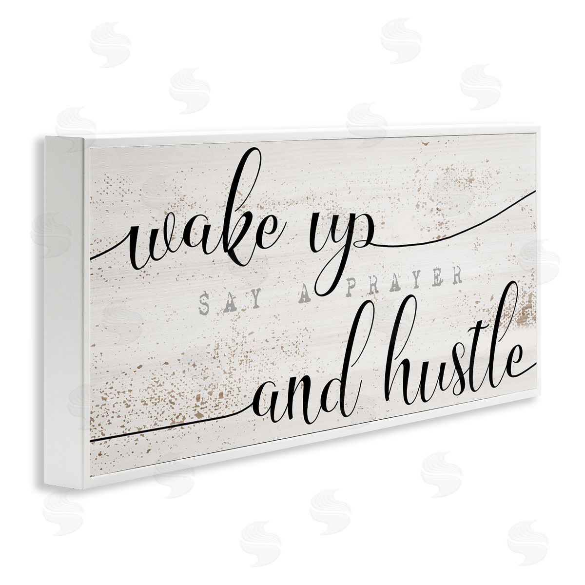Stupell Studio Wake Up Say Prayer Hustle Phrase Distressed Paint White Framed Giclee Wall Art