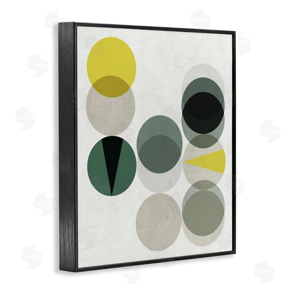 Stupell Studio Earth Tone Layered Circular Shapes Green Grey Black Framed Giclee Wall Art