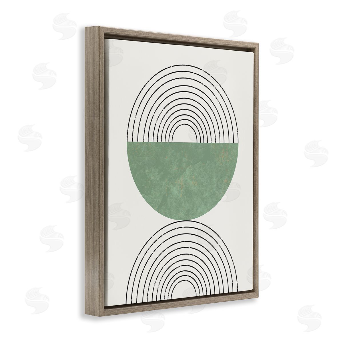 Stupell Studio Abstract Geometric Circular Study Curved Art Deco Brown Floater Frame Canvas Art