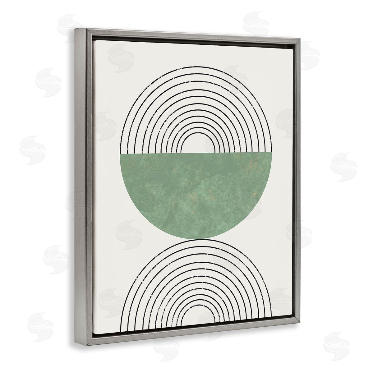Stupell Studio Abstract Geometric Circular Study Curved Art Deco Gray Floater Frame Canvas Art