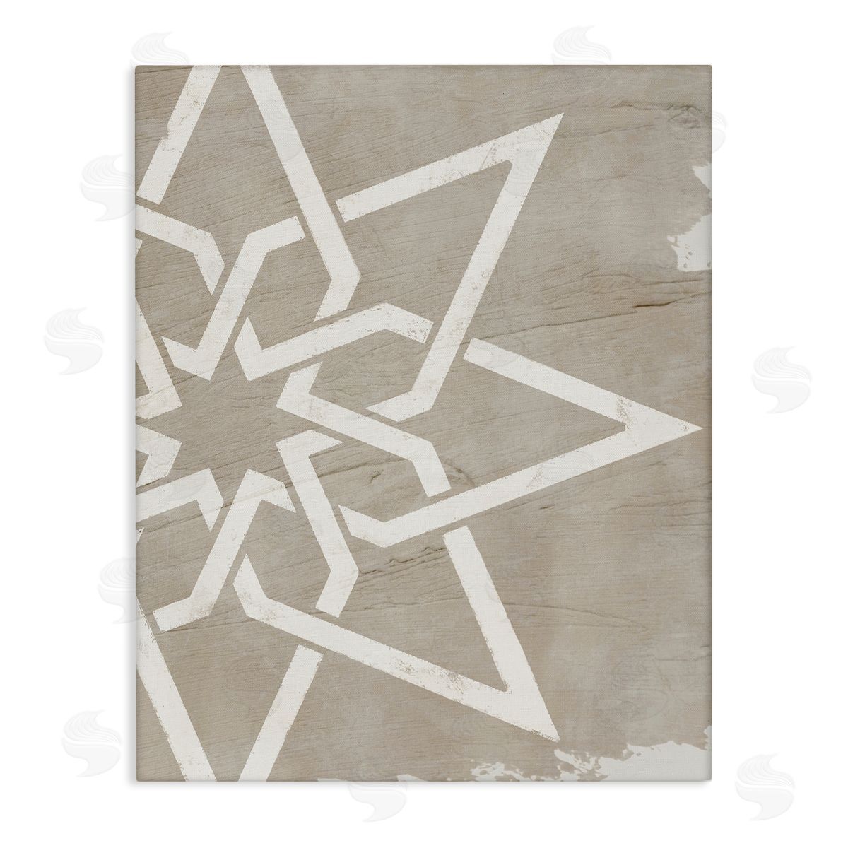 Stupell Studio Geometric Eight Point Star Distressed Grain Detail Canvas Wall Art