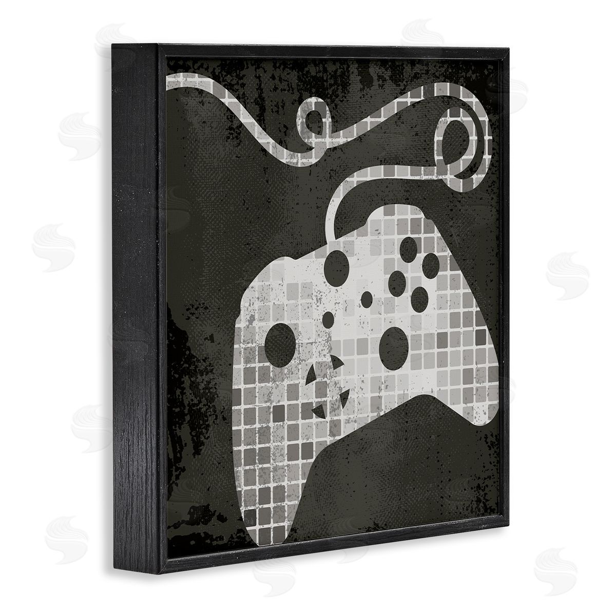 Stupell Studio Video Game Controller Outline Geometric Square Pattern Black Framed Giclee Wall Art