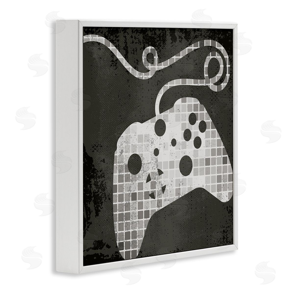Stupell Studio Video Game Controller Outline Geometric Square Pattern White Framed Giclee Wall Art