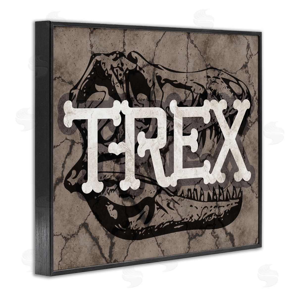 Stupell Studio T-Rex Bone Typography Large Dinosaur Skull Black Framed Giclee Wall Art