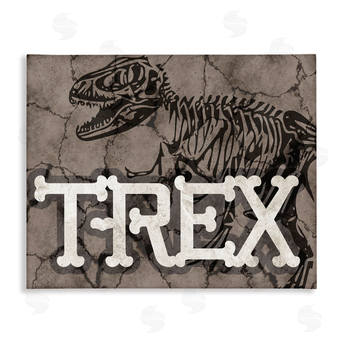 Stupell Studio Ancient T-Rex Skeleton Large Reptile Bone Typography Canvas Wall Art