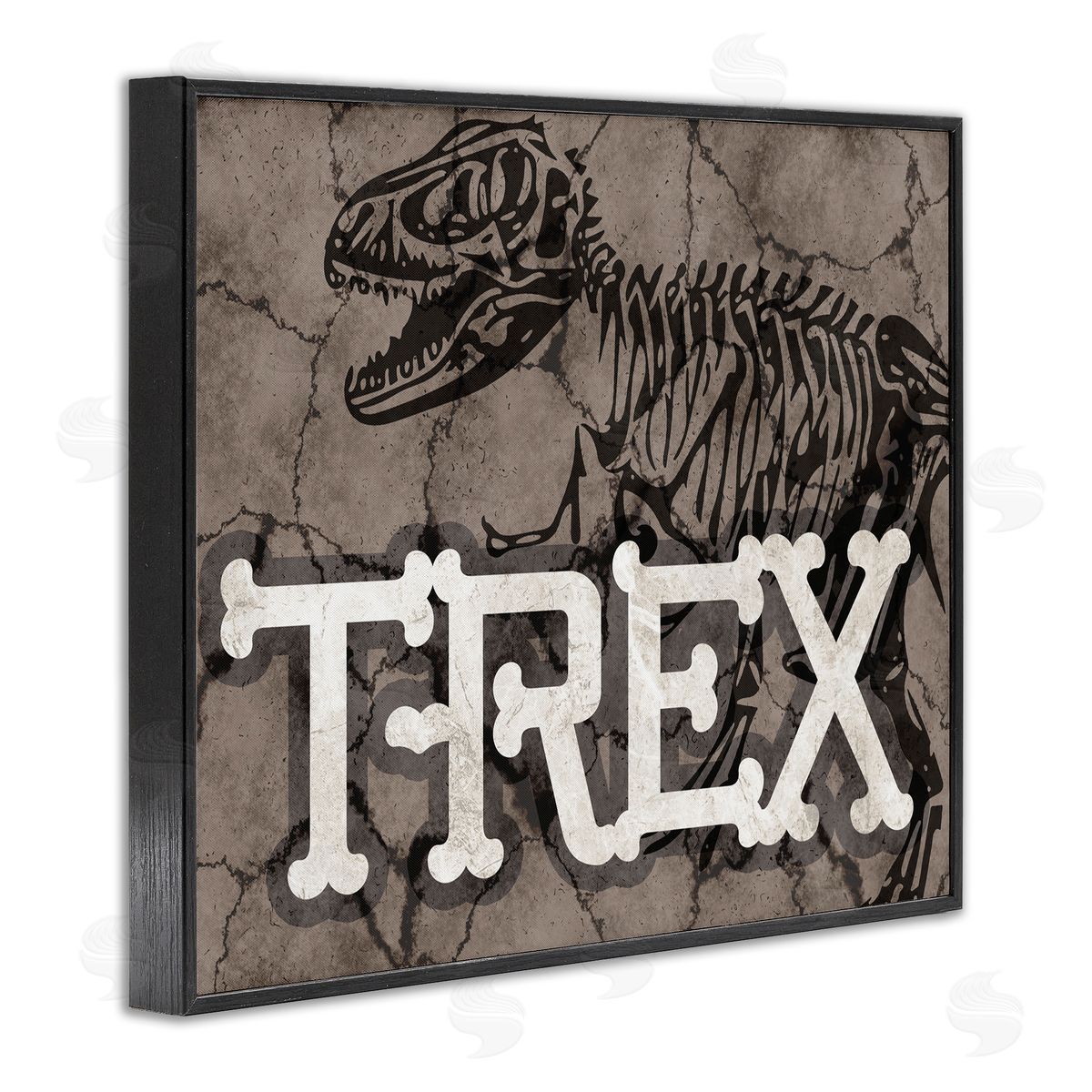 Stupell Studio Ancient T-Rex Skeleton Large Reptile Bone Typography Black Framed Giclee Wall Art