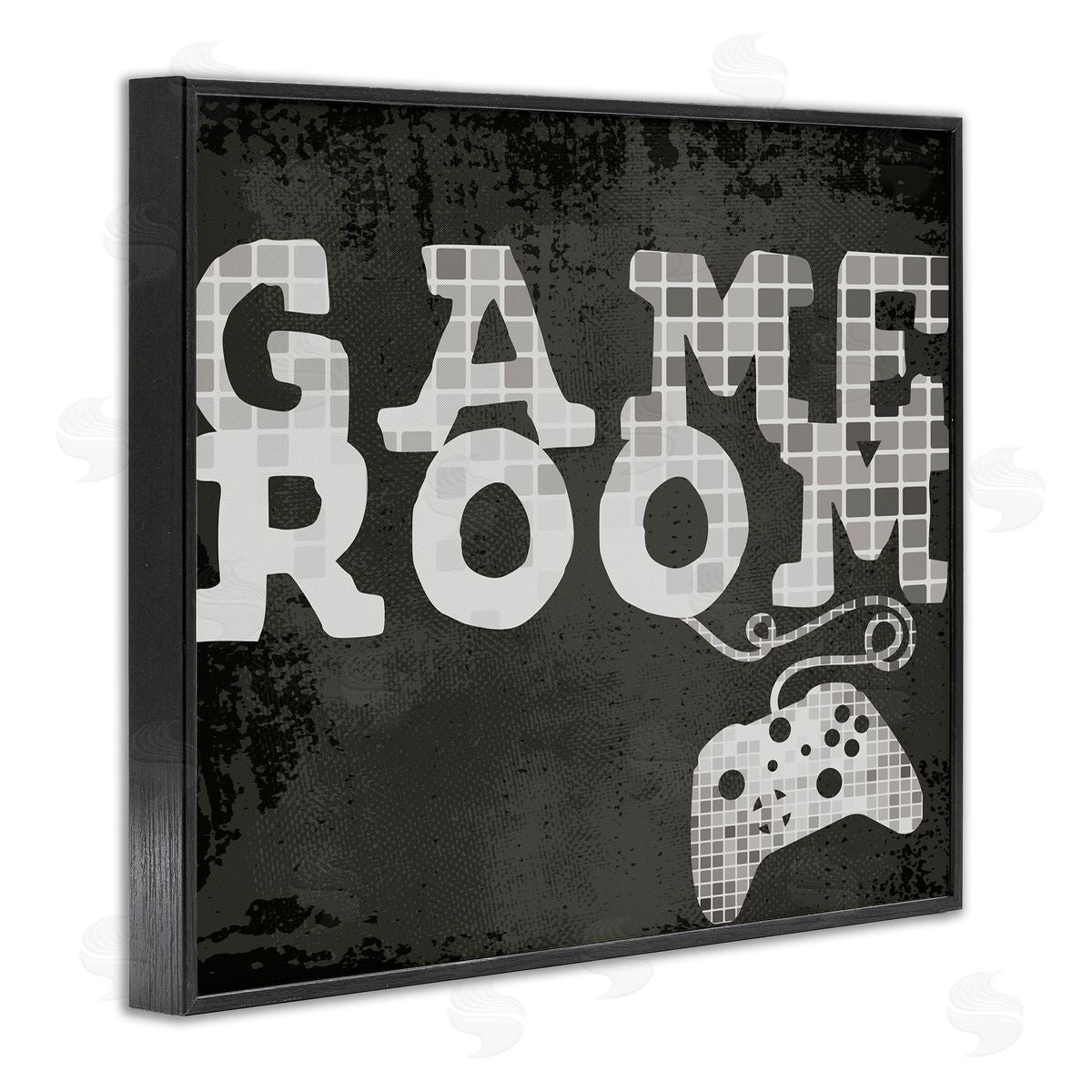 Stupell Studio Game Room Phrase Video Controller Geometric Pattern Black Framed Giclee Wall Art