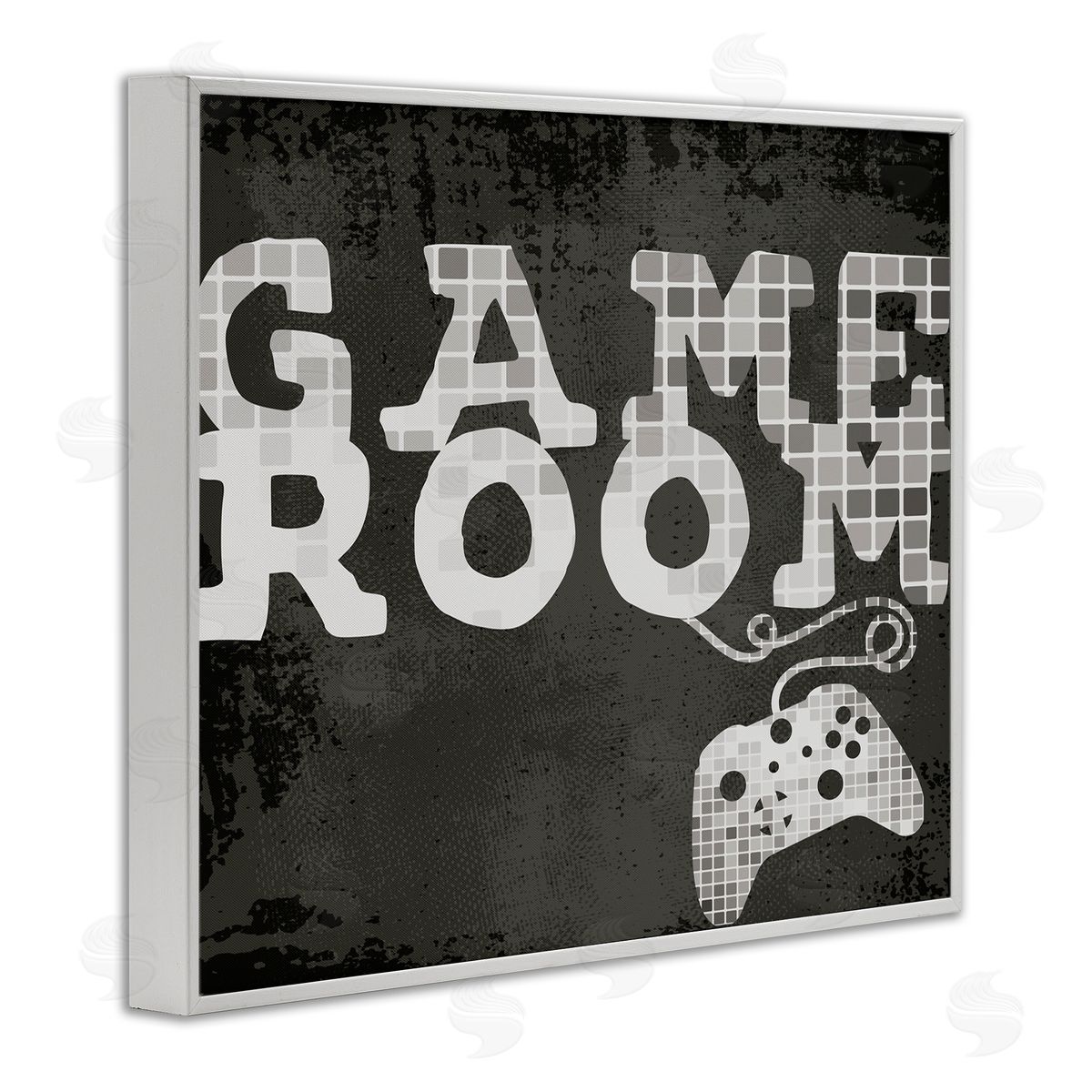 Stupell Studio Game Room Phrase Video Controller Geometric Pattern White Framed Giclee Wall Art