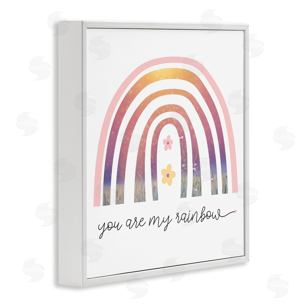 Stupell Studio You're My Rainbow Phrase Spring Pink Florals White Framed Giclee Wall Art