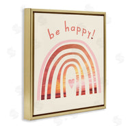 Stupell Studio | Be Happy Phrase Warm Tone Beach Rainbow