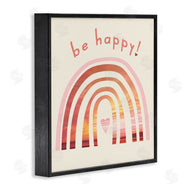 Stupell Studio | Be Happy Phrase Warm Tone Beach Rainbow