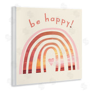 Stupell Studio | Be Happy Phrase Warm Tone Beach Rainbow