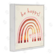 Stupell Studio | Be Happy Phrase Warm Tone Beach Rainbow