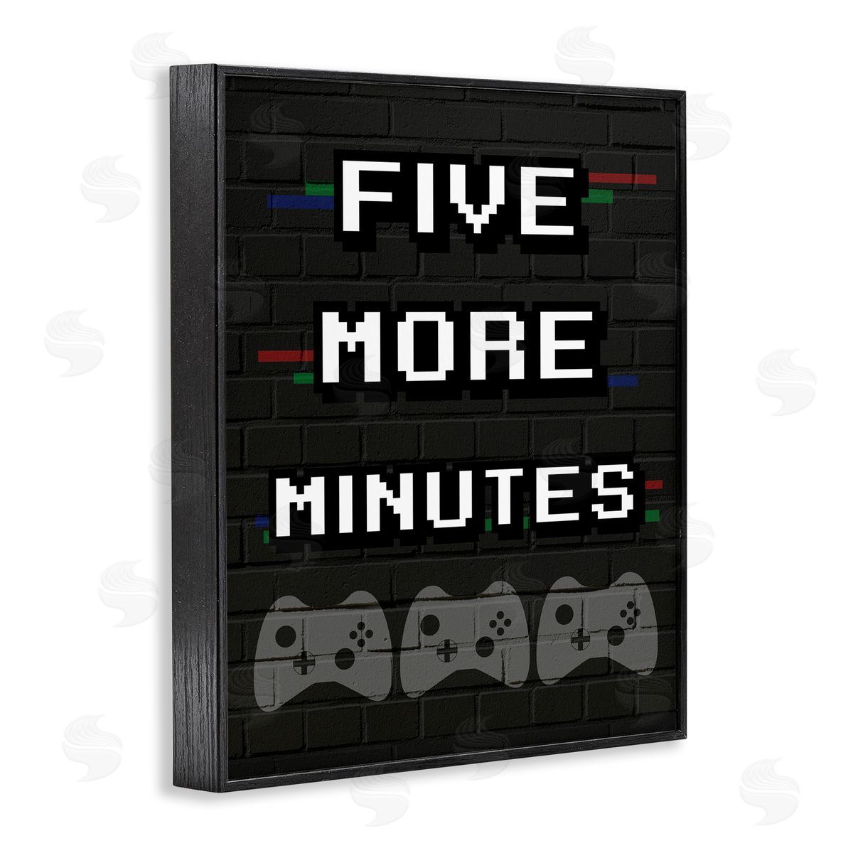Stupell Studio Five More Minutes Video Game Phrase Retro Bricks Black Framed Giclee Wall Art